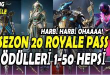 sezon 20 royale pass ödülleri