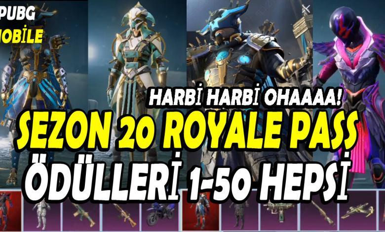 sezon 20 royale pass ödülleri