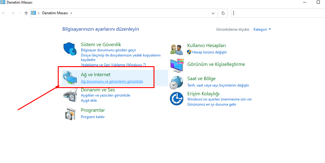 2. Ağ ve İnternet'e tıklayın.
